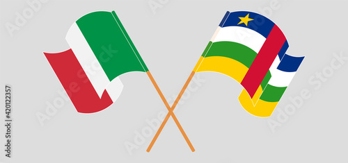 Crossed flags of Italy and Central African Republic. Official colors. Correct proportion