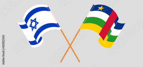 Crossed flags of Israel and Central African Republic. Official colors. Correct proportion