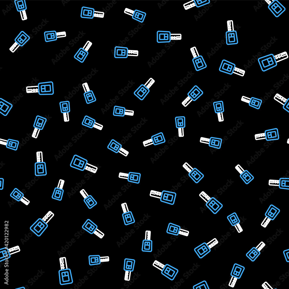 Line Car key with remote icon isolated seamless pattern on black background. Car key and alarm system. Vector Line Car key with remote icon isolated seamless pattern on black background. Car key and alarm system. Vector