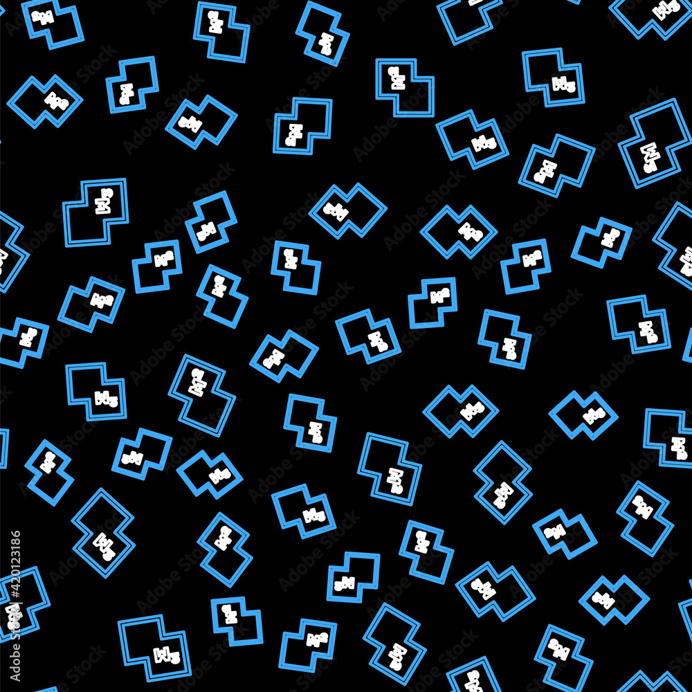 Line House plan icon isolated seamless pattern on black background. Vector Line House plan icon isolated seamless pattern on black background. Vector
