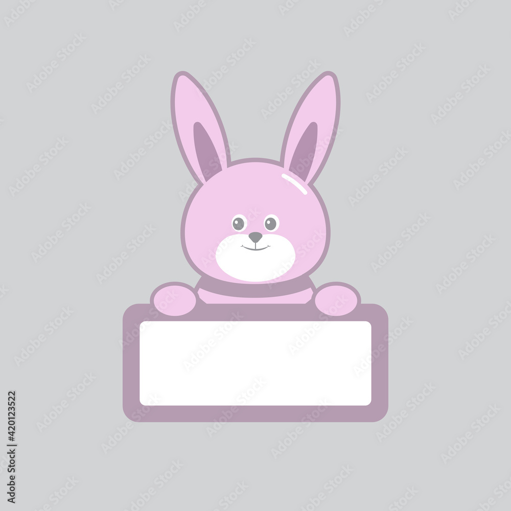 Cute rabbit cartoon with board sign Cute rabbit cartoon with board sign