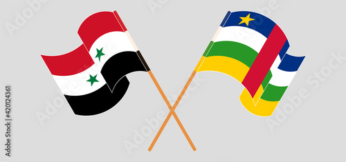 Crossed flags of Syria and Central African Republic. Official colors. Correct proportion