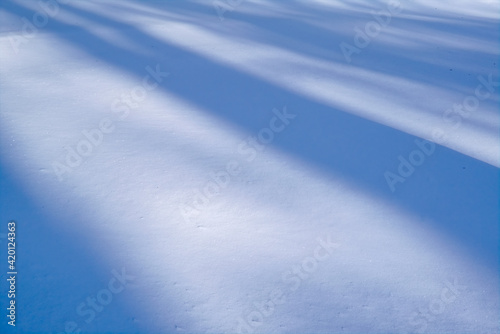 Shadows on the snow in winter close-up. Winter background.