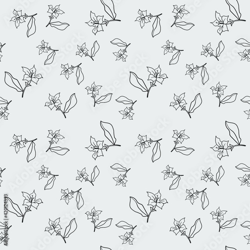 seamless two-color texture of hand-drawn flowers