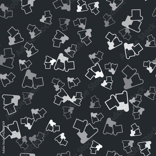 Grey Bread toast for sandwich piece of roasted crouton icon isolated seamless pattern on black background. Lunch, dinner, breakfast snack. Vector