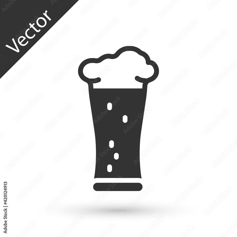Grey Glass of beer icon isolated on white background. Vector Grey Glass of beer icon isolated on white background. Vector
