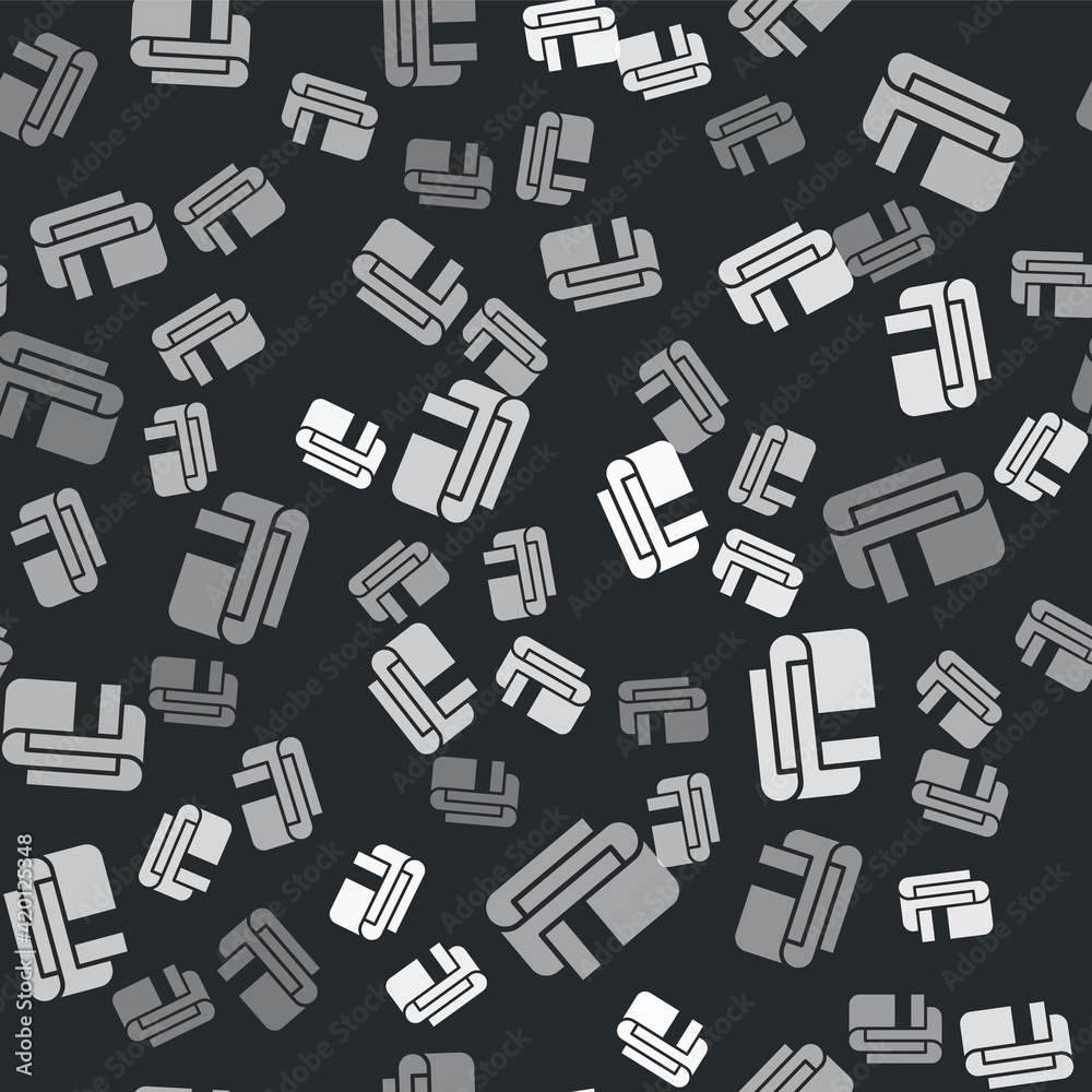 Grey Towel stack icon isolated seamless pattern on black background. Vector