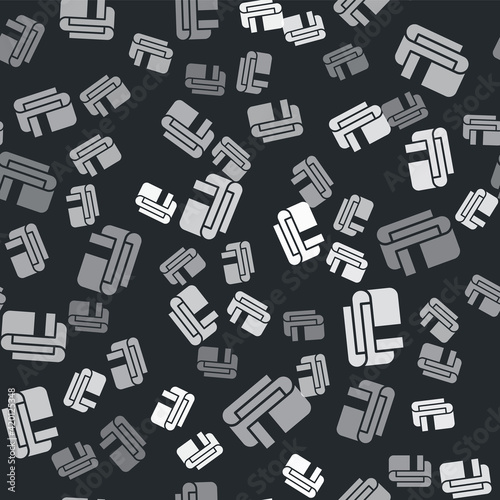 Grey Towel stack icon isolated seamless pattern on black background. Vector