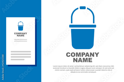 Blue Sauna bucket icon isolated on white background. Logo design template element. Vector