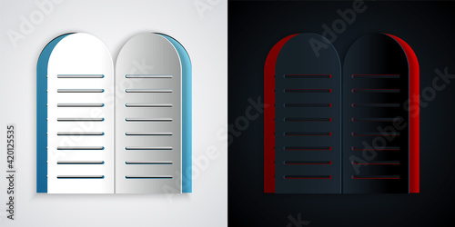 Paper cut The commandments icon isolated on grey and black background. Gods law concept. Paper art style. Vector