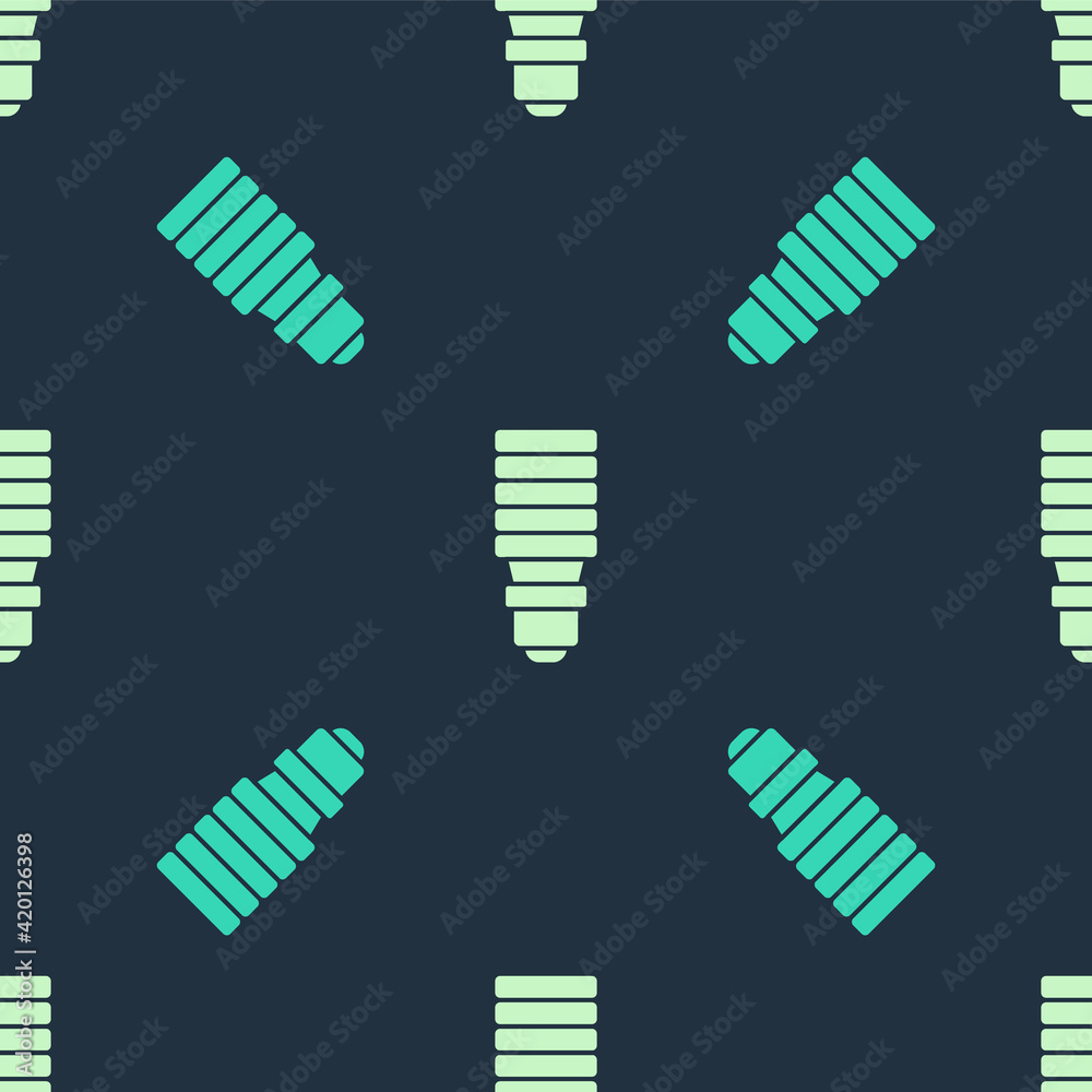 Green and beige LED light bulb icon isolated seamless pattern on blue background. Economical LED illuminated lightbulb. Save energy lamp. Vector Green and beige LED light bulb icon isolated seamless pattern on blue background. Economical LED illuminated lightbulb. Save energy lamp. Vector