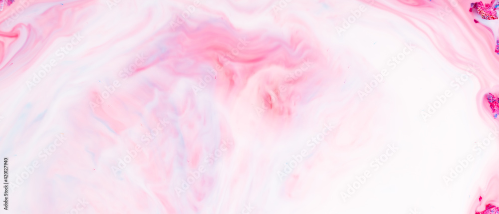 Fluid Art. Pink abstract texture. Liquid marble pattern. Abstract background