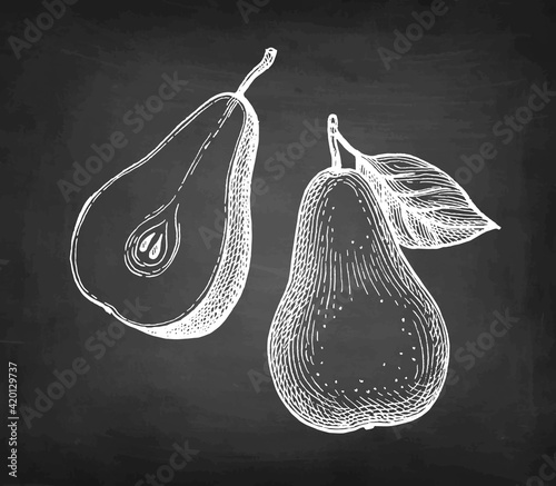 Chalk sketch of pear.
