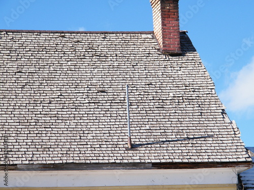 Old Aged House Roofing Shingles Rotting Falling Apart