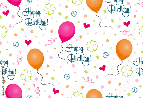 colorful seamless vector Happy Birthday pattern with balloons