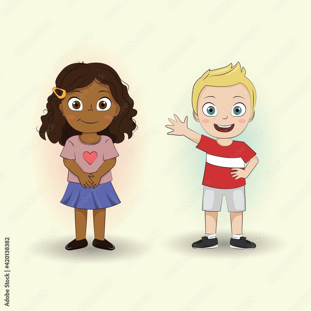 Kids boy and girl cartoon character illustration Kids boy and girl cartoon character illustration