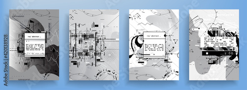 Modern abstract covers set. Abstract shapes composition. Futuristic minimal design. Eps10