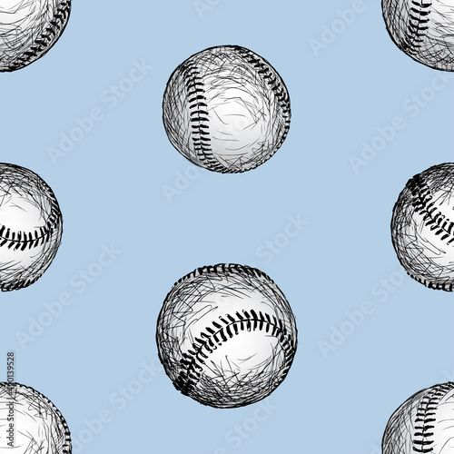 Seamless background of sketches baseballs