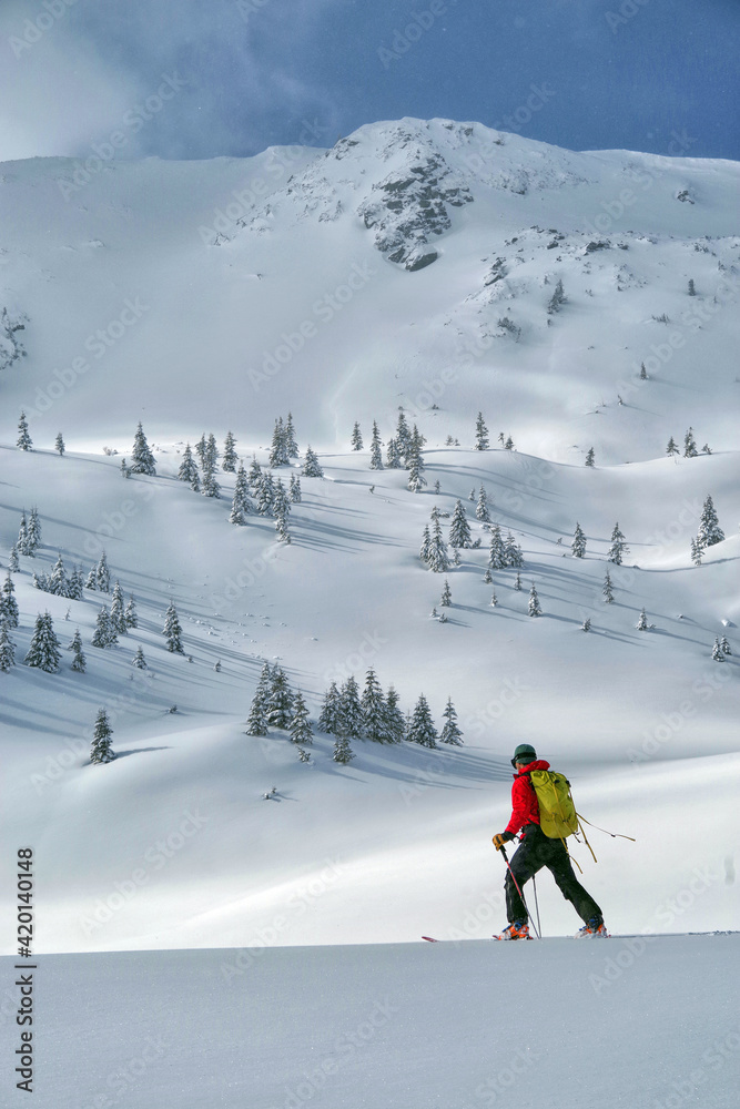 Ski tour in Godeanu Mountains, Carpathians, Romania, Europe
