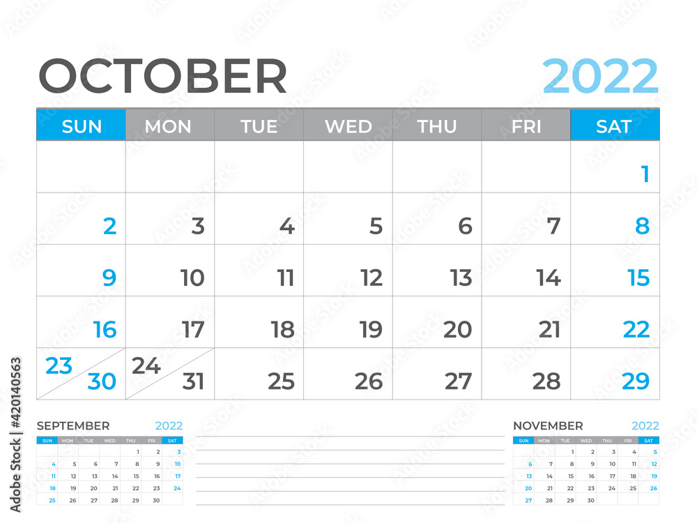 October 2022 page, Calendar 2022 template, Desk calendar, planner design, Wall calendar, week starts on sunday, stationery design, Desk office, organizer office, vector October 2022 page, Calendar 2022 template, Desk calendar, planner design, Wall calendar, week starts on sunday, stationery design, Desk office, organizer office, vector