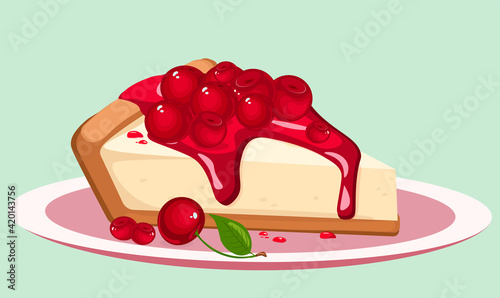 cherry cheesecake on a plate