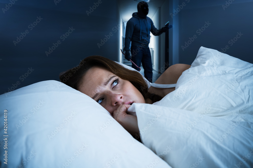 Awake Sleepless Woman Afraid And Scared Awake Sleepless Woman Afraid And Scared