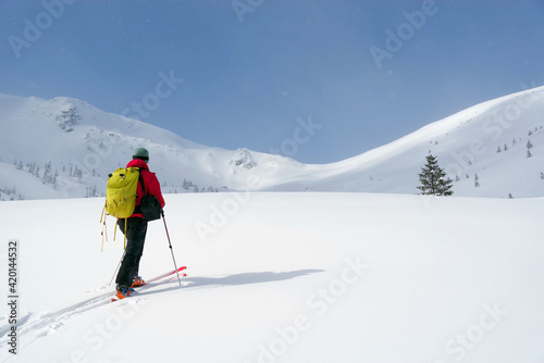 Ski tour in Godeanu Mountains, Carpathians, Romania, Europe 