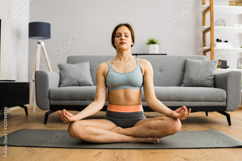 Healthy Yoga Fitness Meditation. Woman