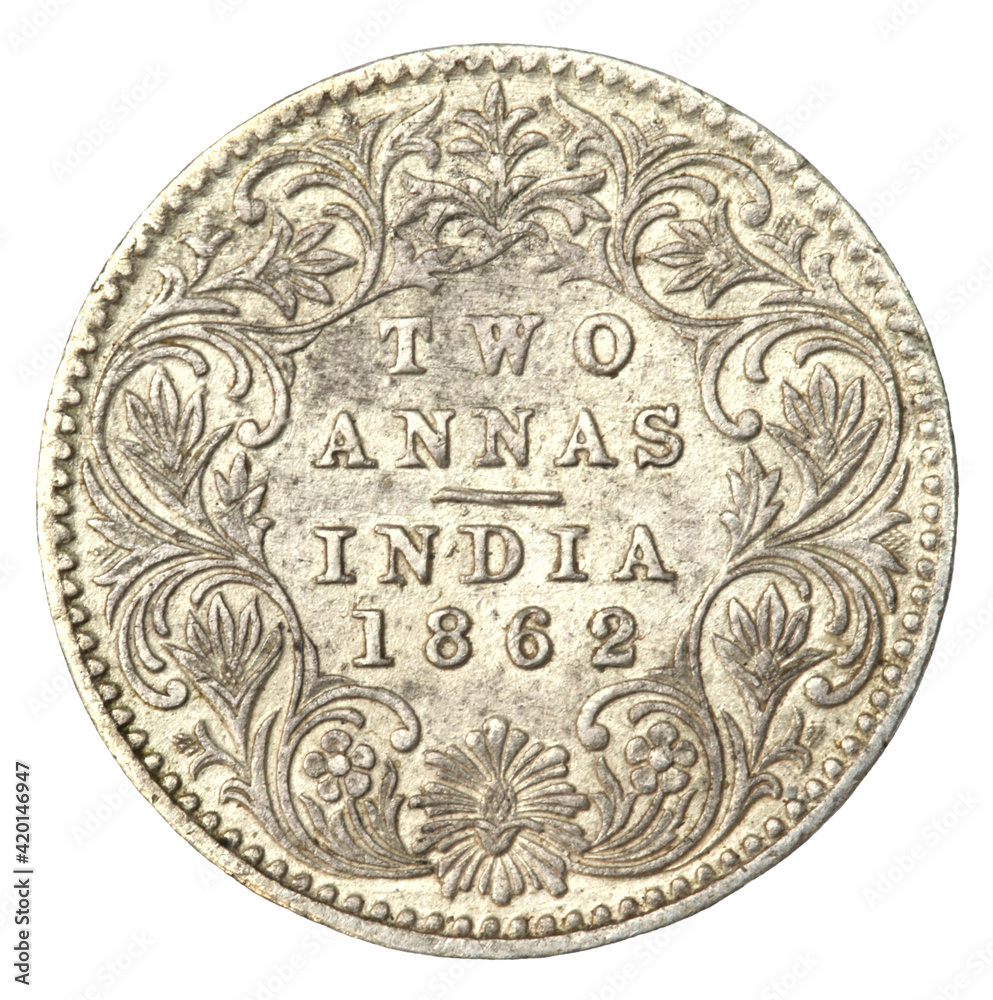 Old Indian Two Anas Coin of 1862 Old Indian Two Anas Coin of 1862