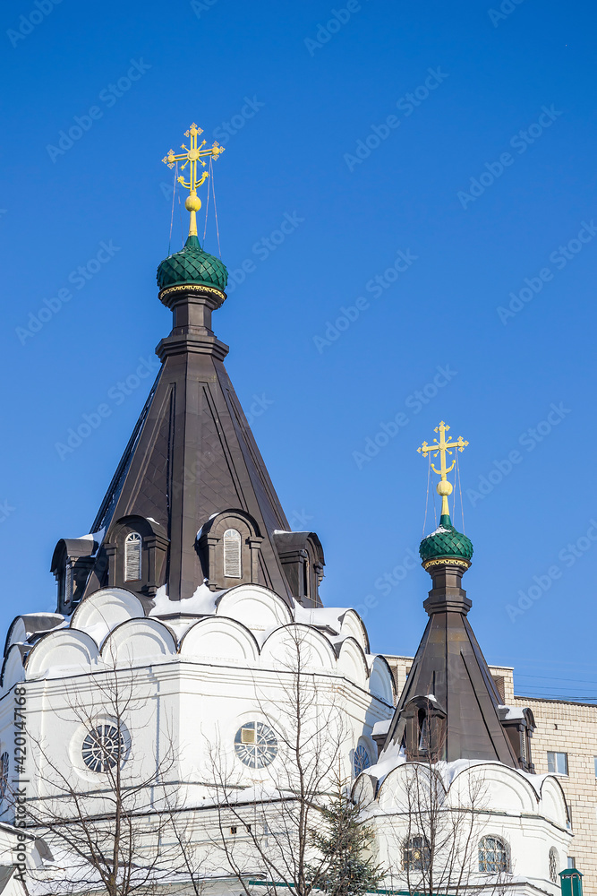 black domes of an orthodox church