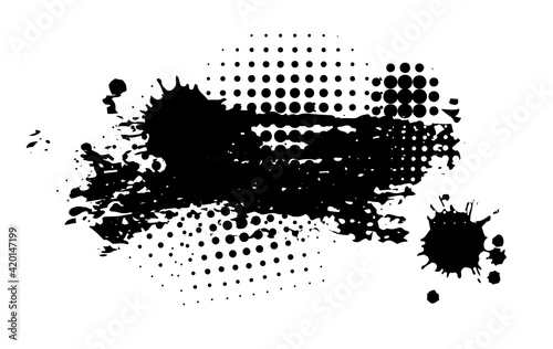 Black blot with splashes. Vector illustration