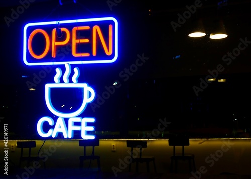 neon cafe sign photo