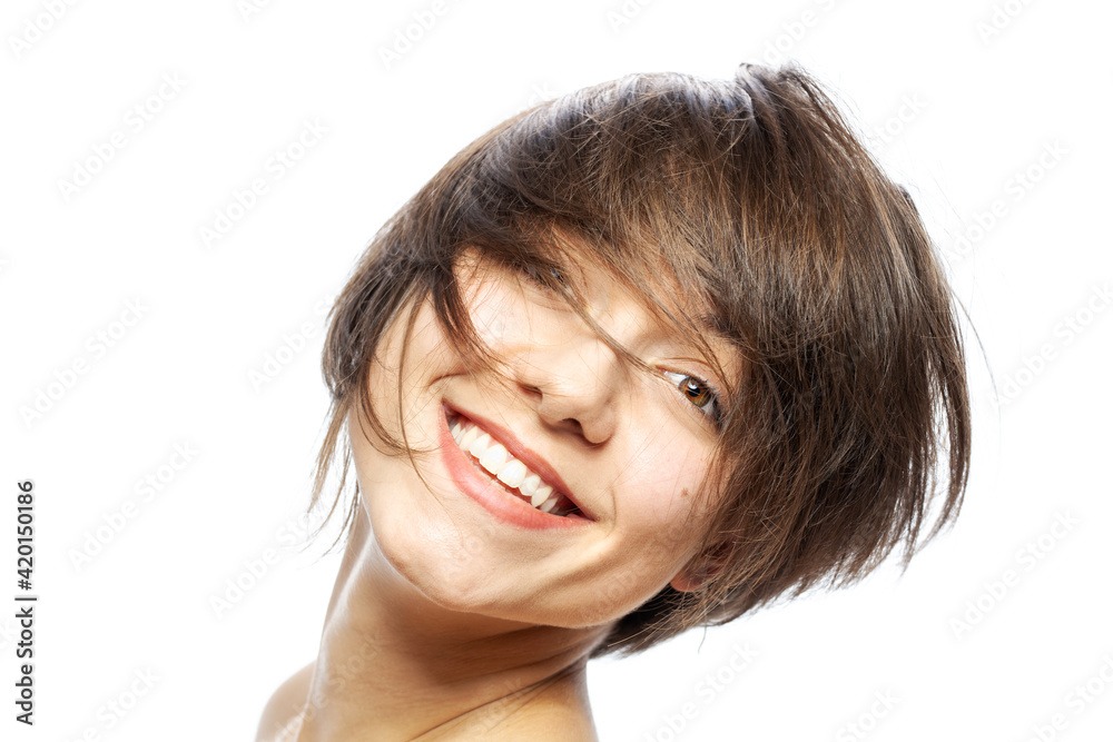 Beautiful girl fashion portrait. Smiling, wavy hair. Beautiful girl fashion portrait. Smiling, wavy hair.