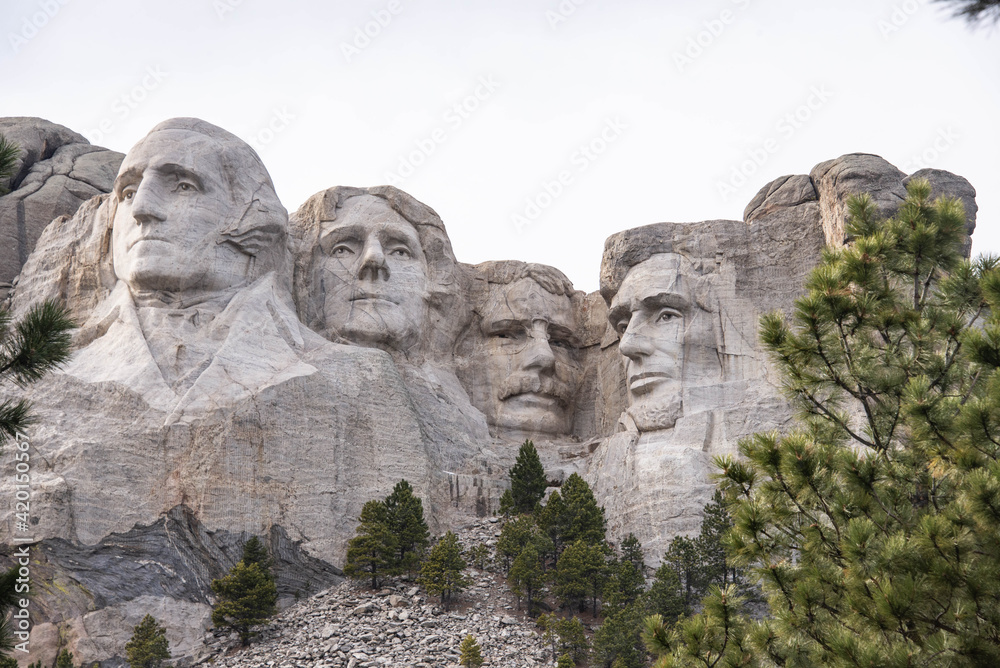 Presidents sculptures at Mount Rushmore National Memorial, South Dakota, USA