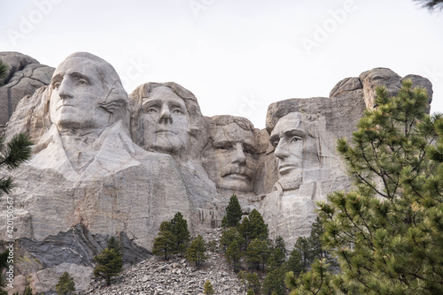 Presidents sculptures at Mount Rushmore National Memorial  South Dakota  USA