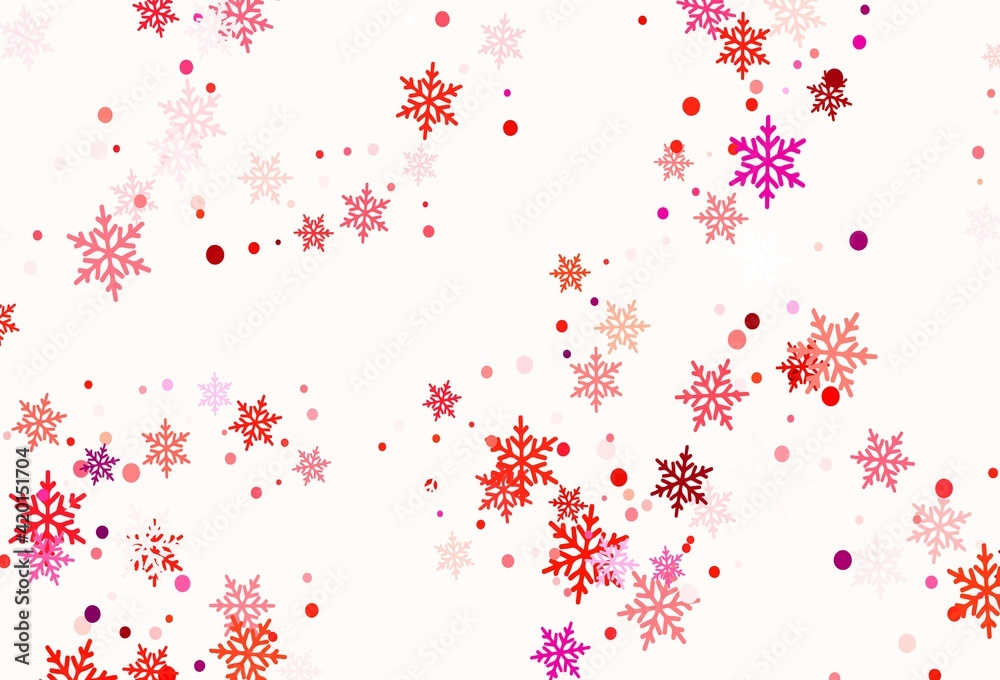 Light Red vector background with beautiful snowflakes.