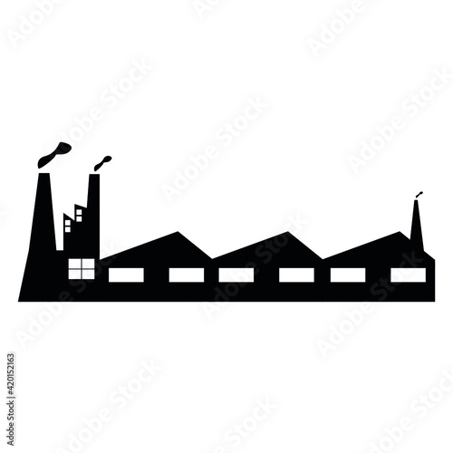 Factory vector. Industrial building icon. Black factory symbol © Okan
