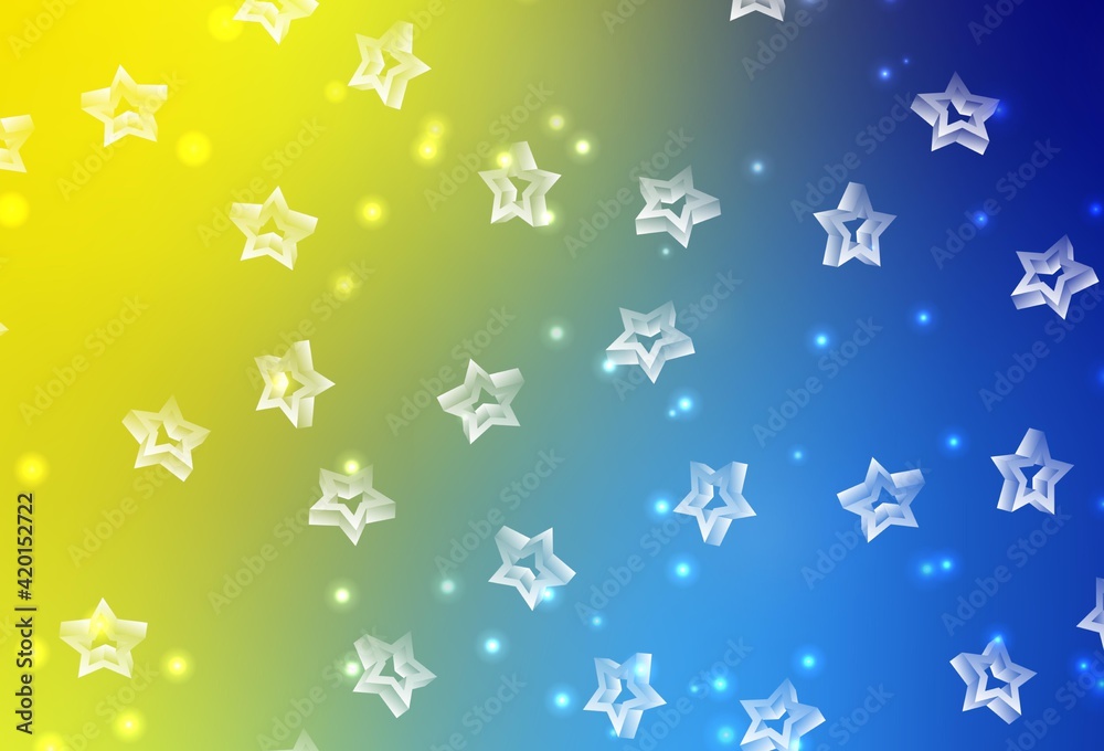 Light Blue, Yellow vector backdrop with small and big stars. Light Blue, Yellow vector backdrop with small and big stars.