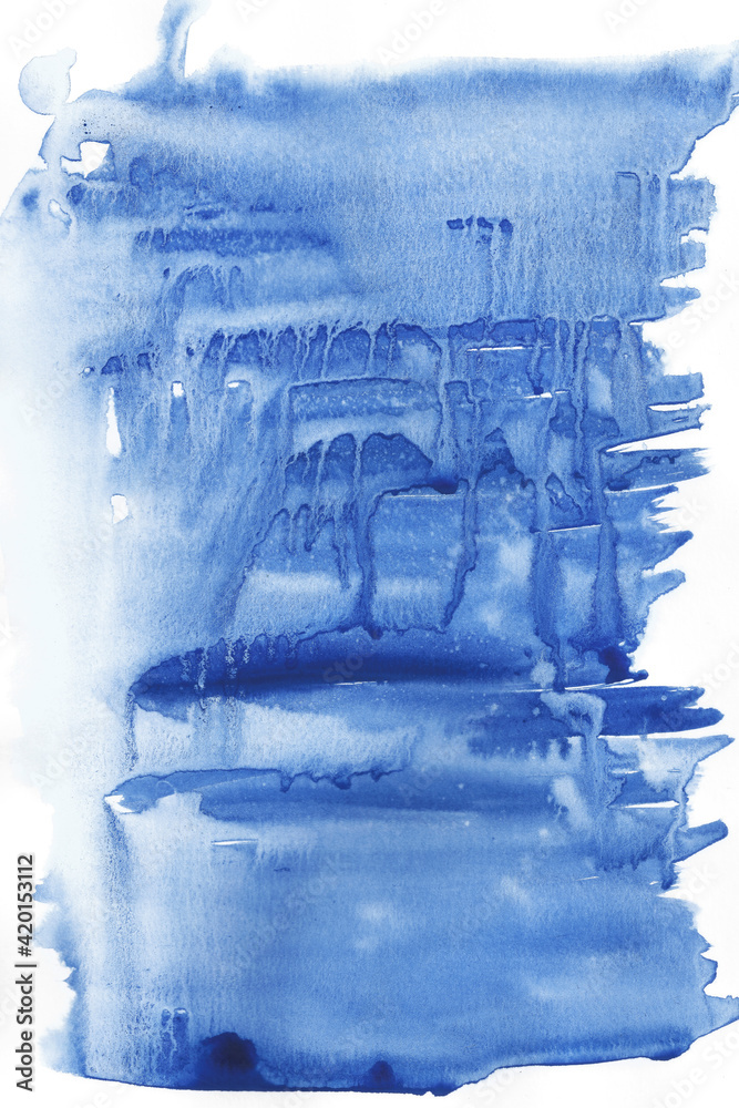 Abstract watercolor painting with blue colors