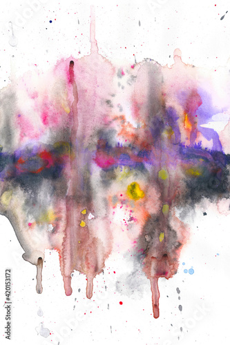 Obraz na płótnie Abstract watercolor painting with pink, purple and orange colors w salonie
