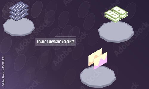 Nostro and vostro accounts concept on abstract design photo