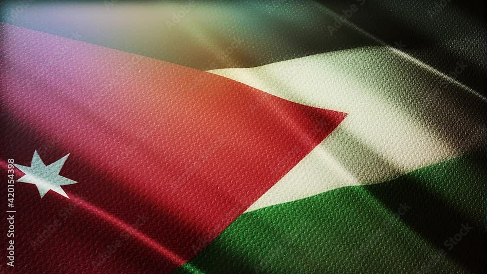 Jordan flag is waving 3D animation. Jordan flag waving in the wind