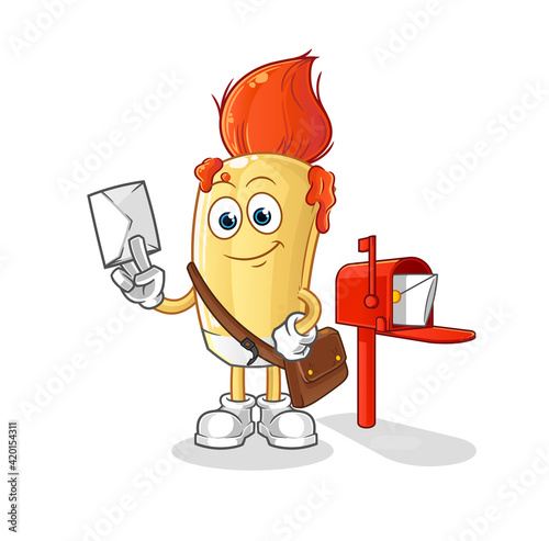paintbrush postman vector. cartoon character