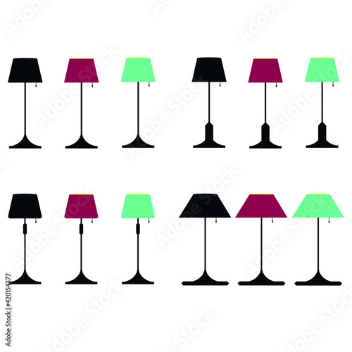 Standing lampshade icon set. Vector illustration light lamp. A set of lamps on a white background