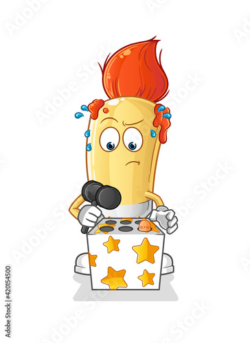 paintbrush play whack a mole mascot. cartoon vector