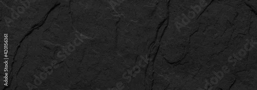Panel kuchenny z motywem Panorama of Dark grey black slate background or texture. Black granite slabs background