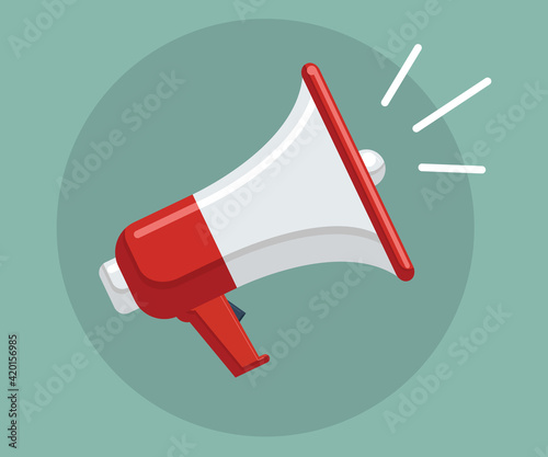 Flat design style megaphone horn loudspeaker