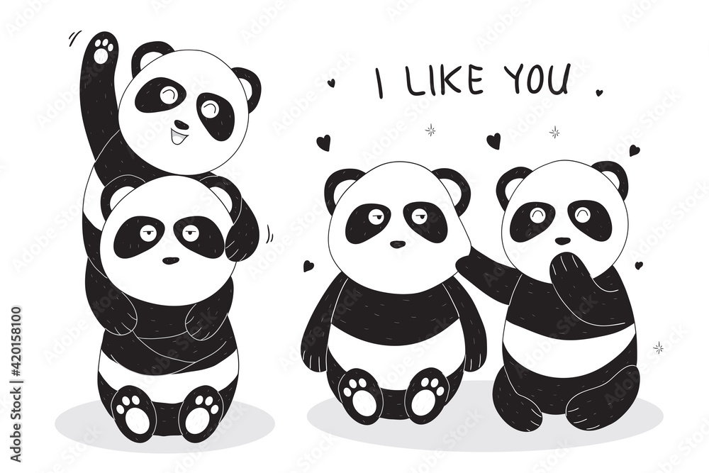 vector illustration of a cute panda