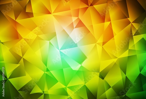 Dark Green  Yellow vector abstract polygonal background.