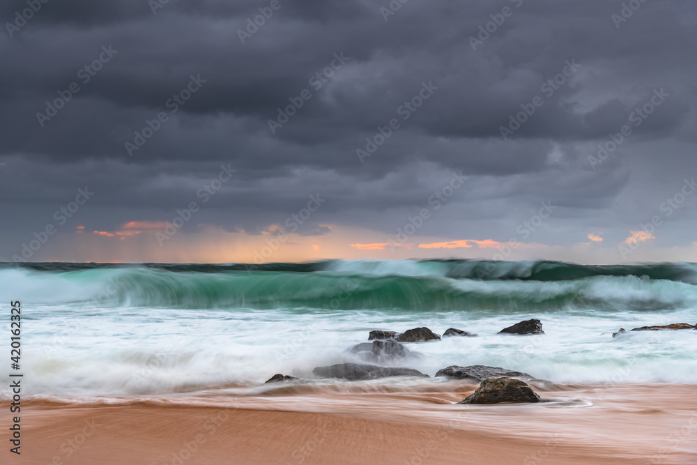 A moody overcast sunrise seascape A moody overcast sunrise seascape